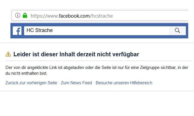 Facebook Strache gelöscht
