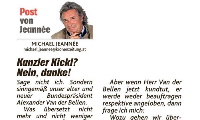 Kronen-Zeitung-Kommentar Michael Jeanneé